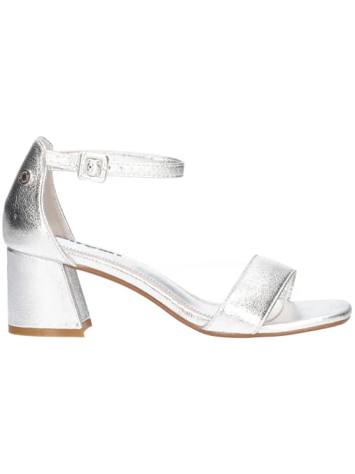 Sandalo con tacco largo Refresh Vegan da donna argento