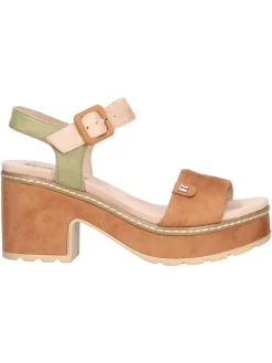 Sandalo con tacco largo Refresh Vegan da donna cuoio