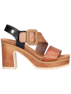 Sandalo con tacco largo Refresh Vegan da donna cuoio