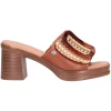 Sandalo con tacco largo Refresh Vegan da donna cuoio