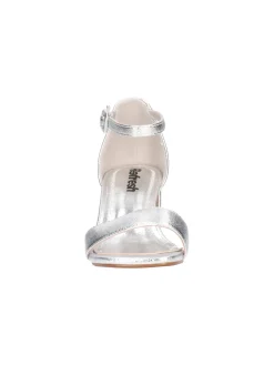 Sandalo con tacco largo Refresh Vegan da donna argento