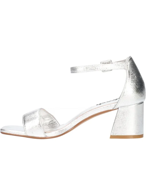 Sandalo con tacco largo Refresh Vegan da donna argento