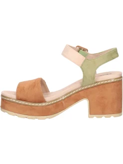 Sandalo con tacco largo Refresh Vegan da donna cuoio