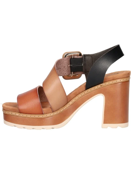 Sandalo con tacco largo Refresh Vegan da donna cuoio