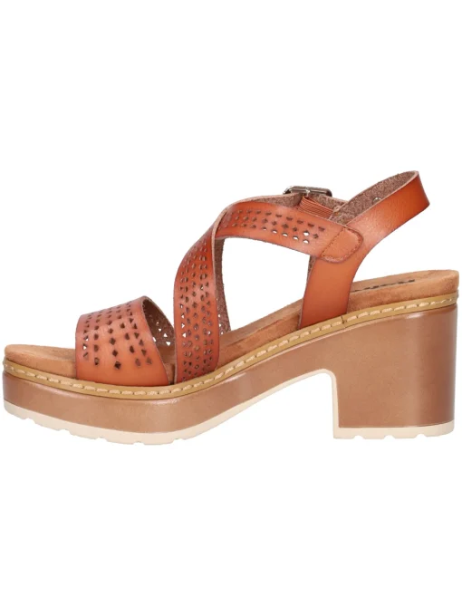 Sandalo con tacco largo Refresh Vegan da donna cuoio