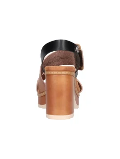 Sandalo con tacco largo Refresh Vegan da donna cuoio