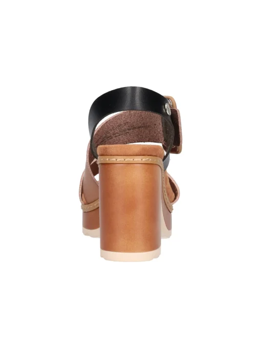 Sandalo con tacco largo Refresh Vegan da donna cuoio