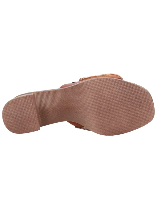 Sandalo con tacco largo Refresh Vegan da donna cuoio