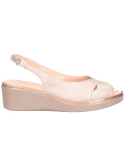Sandalo con zeppa Confort da donna laminato beige