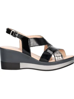 Sandalo con zeppa Confort da donna nero