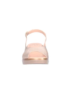 Sandalo con zeppa Confort da donna laminato beige