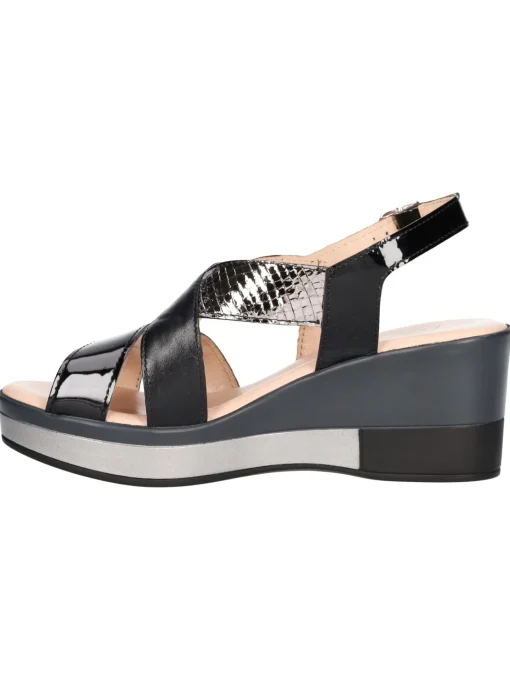 Sandalo con zeppa Confort da donna nero