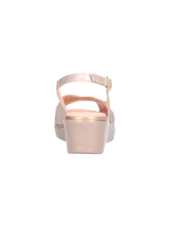 Sandalo con zeppa Confort da donna laminato beige