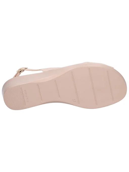 Sandalo con zeppa Confort da donna laminato beige