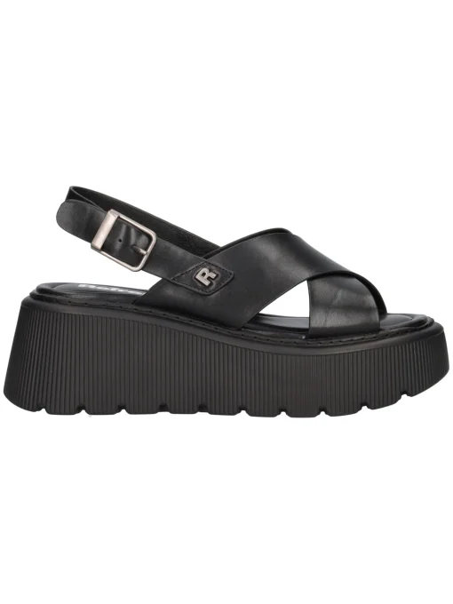 Sandalo con zeppa Refresh Vegan da donna nero