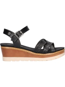 Sandalo con zeppa Refresh Vegan da donna nero