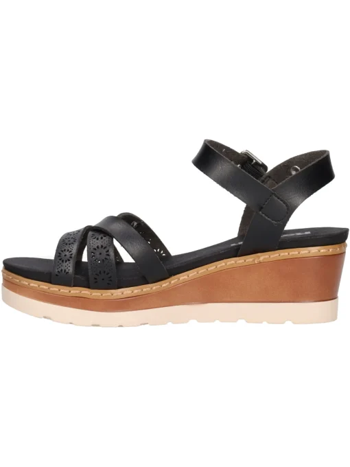 Sandalo con zeppa Refresh Vegan da donna nero