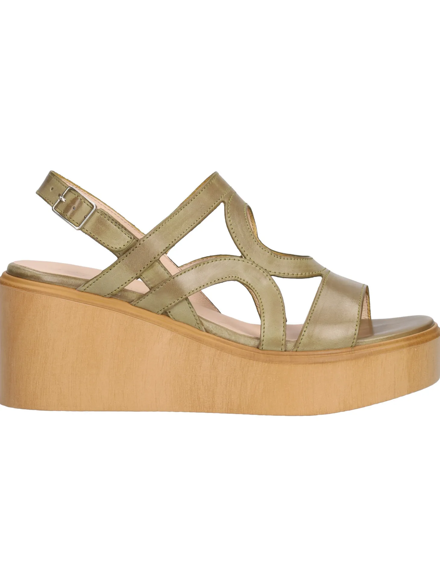 Sandalo con zeppa Wonders da donna verde