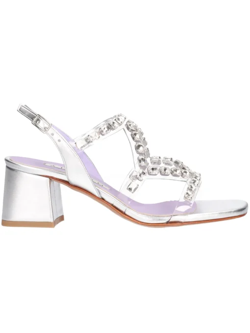 Sandalo elegante con tacco largo Albano da donna argento