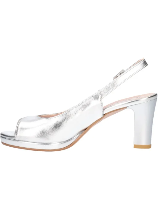 Sandalo elegante con tacco largo Valleverde da donna argento glitter