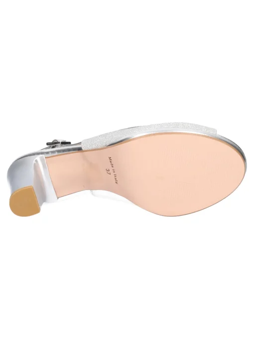 Sandalo elegante con tacco largo Valleverde da donna argento glitter