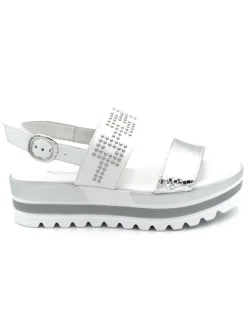 Sandalo Nero Giardini donna bianco con borchie