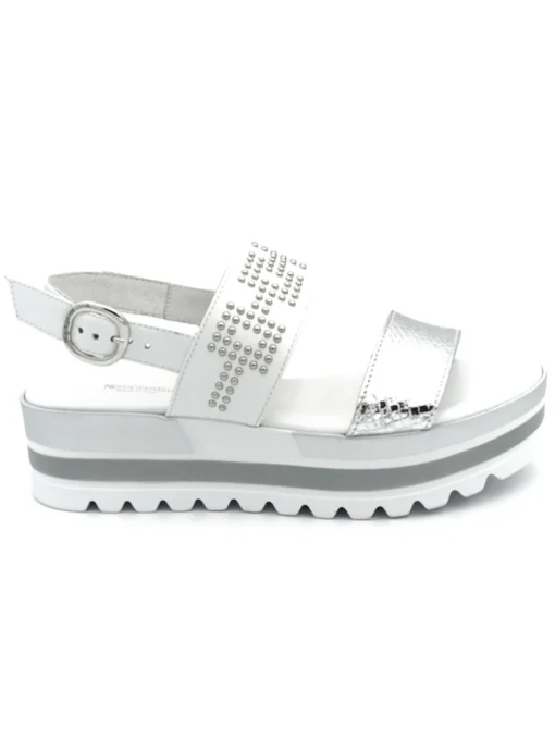 Sandalo Nero Giardini donna bianco con borchie