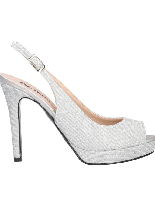 Sandalo tacco fino Melluso da donna argento glitter
