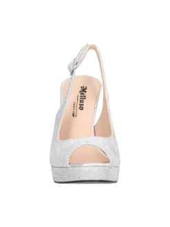 Sandalo tacco fino Melluso da donna argento glitter