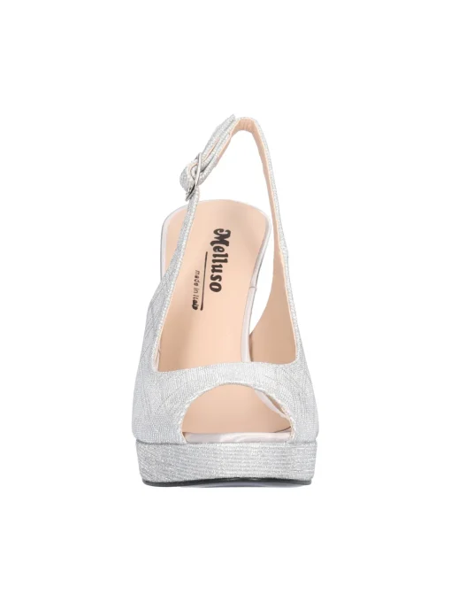 Sandalo tacco fino Melluso da donna argento glitter