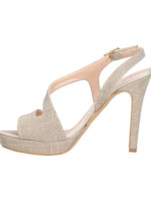 Sandalo tacco fino Melluso da donna platino glitter