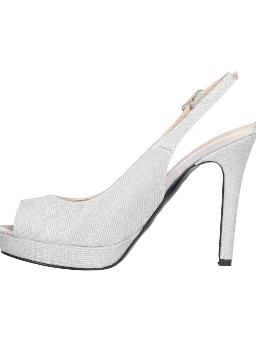 Sandalo tacco fino Melluso da donna argento glitter