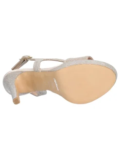 Sandalo tacco fino Melluso da donna platino glitter