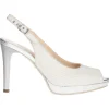 Sandalo tacco fino Nero Giardini da donna argento glitter