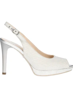 Sandalo tacco fino Nero Giardini da donna argento glitter