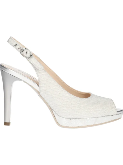 Sandalo tacco fino Nero Giardini da donna argento glitter