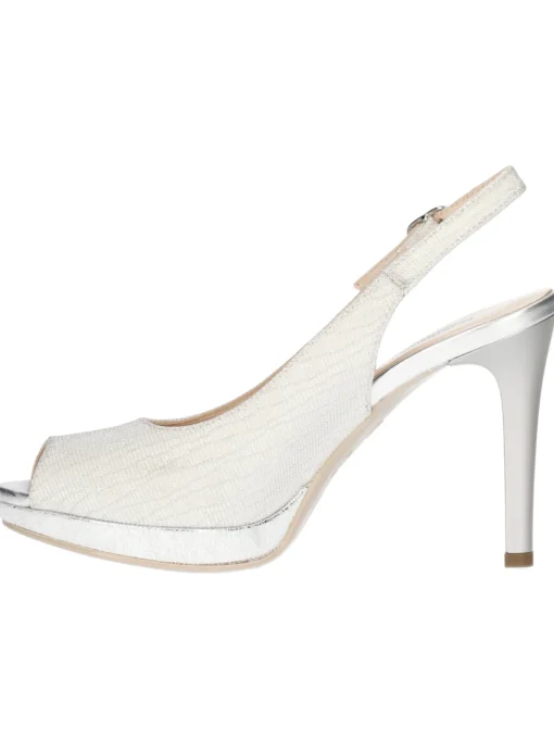 Sandalo tacco fino Nero Giardini da donna argento glitter