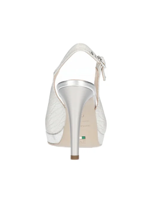 Sandalo tacco fino Nero Giardini da donna argento glitter