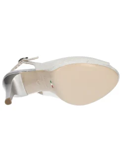 Sandalo tacco fino Nero Giardini da donna argento glitter