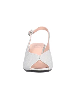 Sandalo tacco largo Confort da donna argento glitter