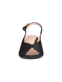 Sandalo tacco largo Confort da donna nero glitter