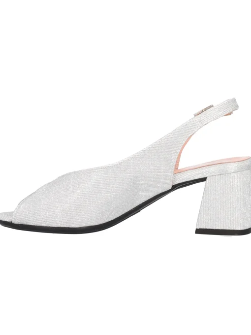 Sandalo tacco largo Confort da donna argento glitter