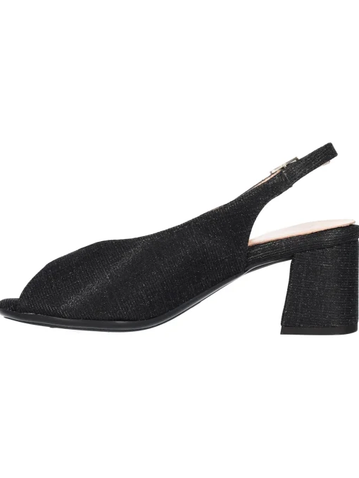 Sandalo tacco largo Confort da donna nero glitter