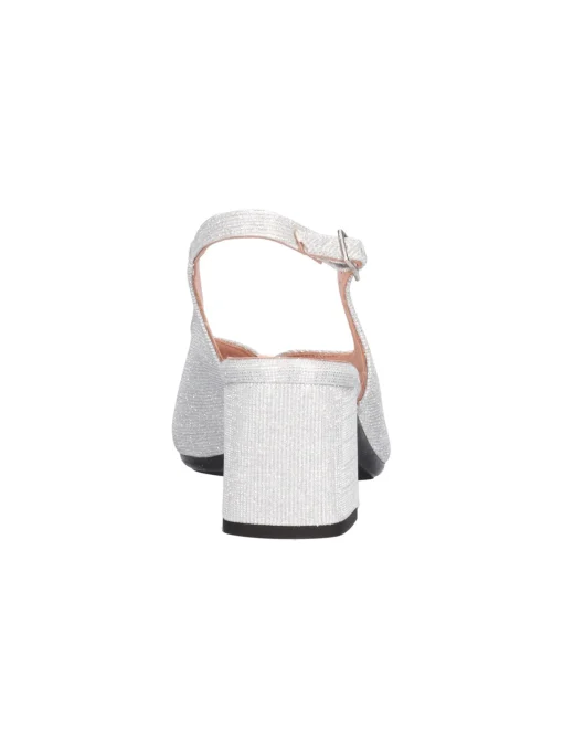 Sandalo tacco largo Confort da donna argento glitter