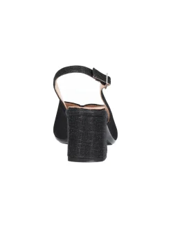 Sandalo tacco largo Confort da donna nero glitter