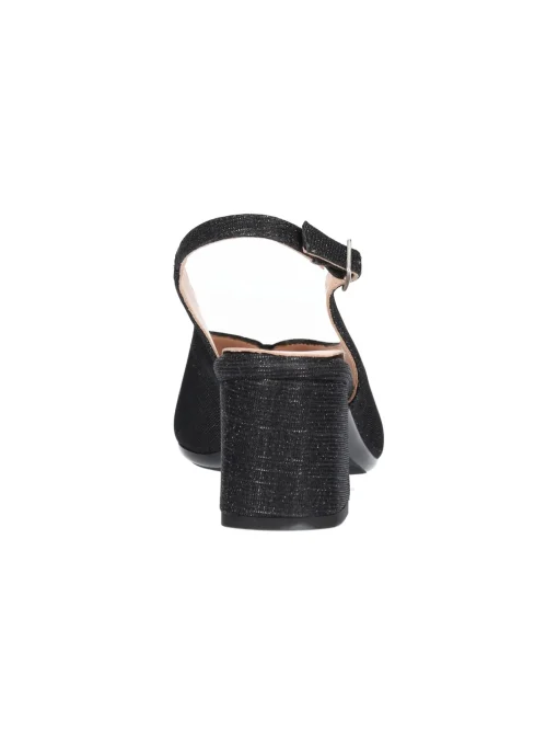 Sandalo tacco largo Confort da donna nero glitter