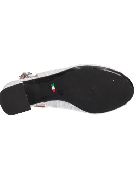 Sandalo tacco largo Confort da donna argento glitter