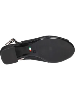 Sandalo tacco largo Confort da donna nero glitter