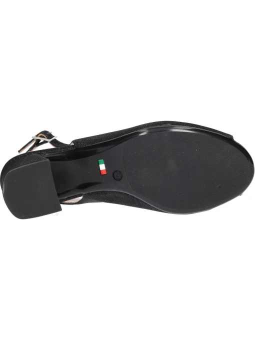 Sandalo tacco largo Confort da donna nero glitter