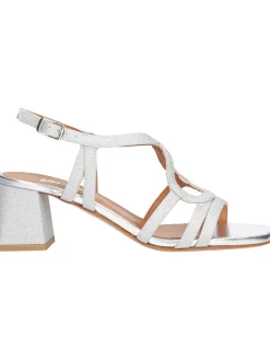 Sandalo tacco largo L'Amour da donna argento glitter
